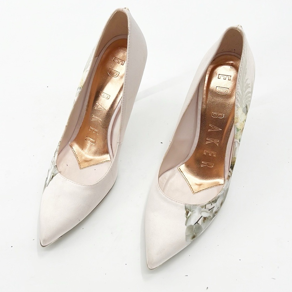 TED BAKER Melnip Floral Print Pumps In Elegant Pink Satin Size 9.5 - Picture 14 of 14